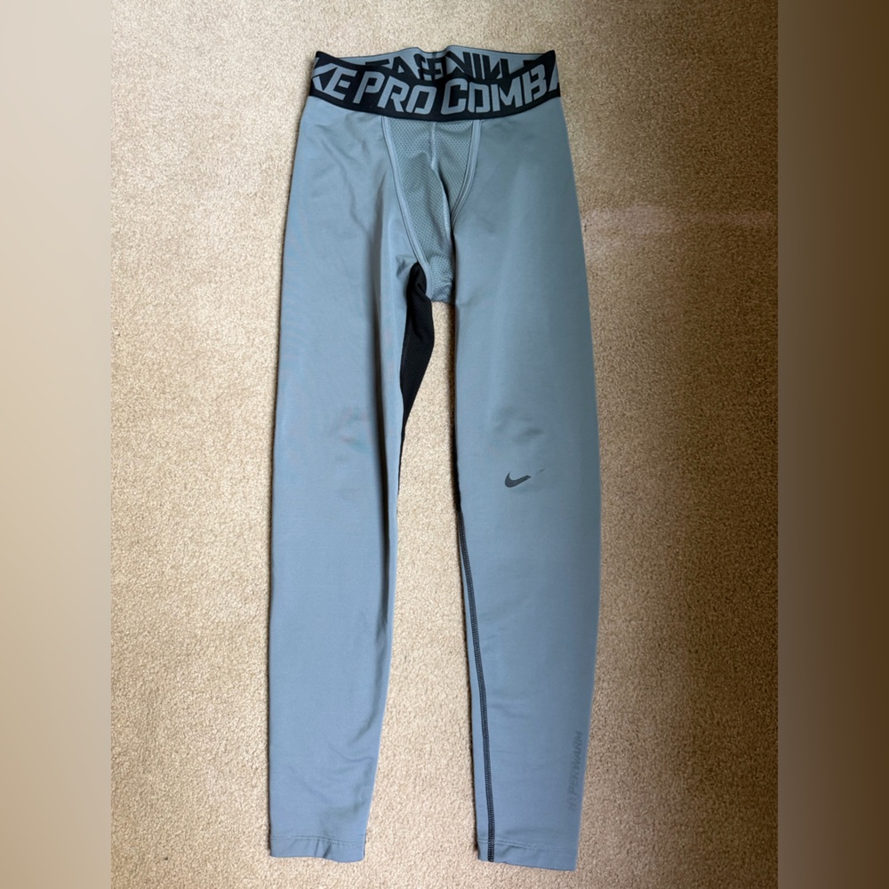 Nike Men’s Pro Combat Gray and Red Leggings